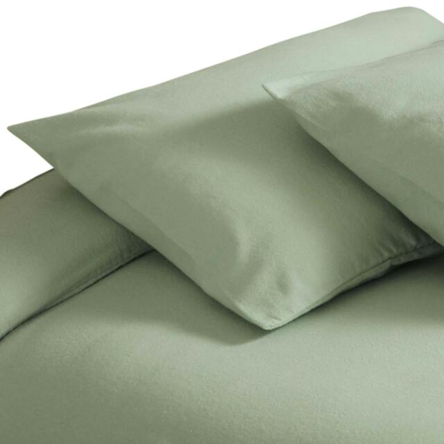 Rackhams Brushed Cotton Housewife Pillowcase (Pair) - Green Apple - One Size - Green Apple - 100% Brushed Cotton - image 1