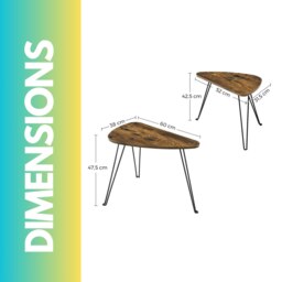 Rackhams Set Of Nesting Coffee Side Tables Rustic Brown - thumbnail 6