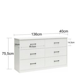 Rackhams BrEZ Build Pearce 6 DRW Dresser White - White - thumbnail 2