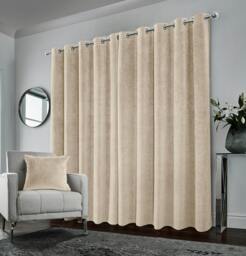 "Rackhams Cream 100% Blackout Luxury Supersoft Velvet Thermal Eyelet Curtains for Living Room & Bedrooms - 66"" (168cm) Width x 72"" (183cm) Drop" - thumbnail 5