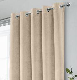 "Rackhams Cream 100% Blackout Luxury Supersoft Velvet Thermal Eyelet Curtains for Living Room & Bedrooms - 66"" (168cm) Width x 72"" (183cm) Drop" - thumbnail 2