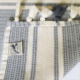 Rackhams Concept Cotton Mat with Tassels - Black on Natural - thumbnail 5