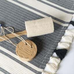 Rackhams Concept Cotton Mat with Tassels - Black on Natural