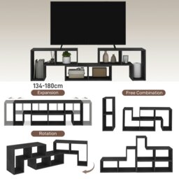Rackhams TV Unit for TVs up to 75 Inches, Free Combination TV Stand, Black - White - thumbnail 4