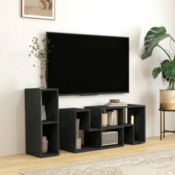 Rackhams TV Unit for TVs up to 75 Inches, Free Combination TV Stand, Black - White - thumbnail 2