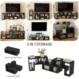 Rackhams TV Unit for TVs up to 75 Inches, Free Combination TV Stand, Black - White - thumbnail 5