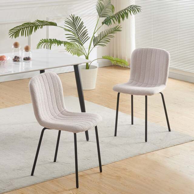 Rackhams Set of 2 Teddy Faux Fur Stitched Design Dining Chairs Bella - Pink - image 1