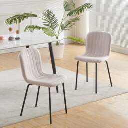 Rackhams Set of 2 Teddy Faux Fur Stitched Design Dining Chairs Bella - Pink - thumbnail 1