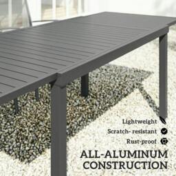 Rackhams Extending Garden Table for 6-8, Outdoor Dining Table, Dark Grey - 1 - 225 x 85 x 75 cm - 85 - thumbnail 5