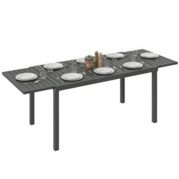 Rackhams Extending Garden Table for 6-8, Outdoor Dining Table, Dark Grey - 1 - 225 x 85 x 75 cm - 85 - thumbnail 2
