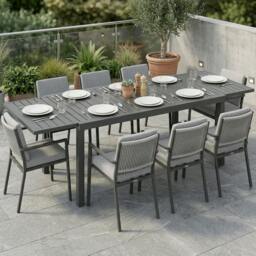 Rackhams Extending Garden Table for 6-8, Outdoor Dining Table, Dark Grey - 1 - 225 x 85 x 75 cm - 85 - thumbnail 1