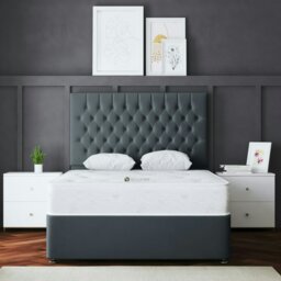 Rackhams Seraphine Divan Bed with Upholstered Headboard - Two Drawers - Steel (Grey) - Double - thumbnail 3