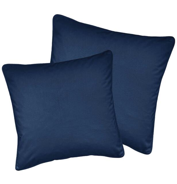 "Rackhams Pair of Soft Velvet Double Sided Zip Opening Piped Edge Cushion Covers - Cases Only - 22"" (55cm) x 22"" (55cm) - Navy" - image 1