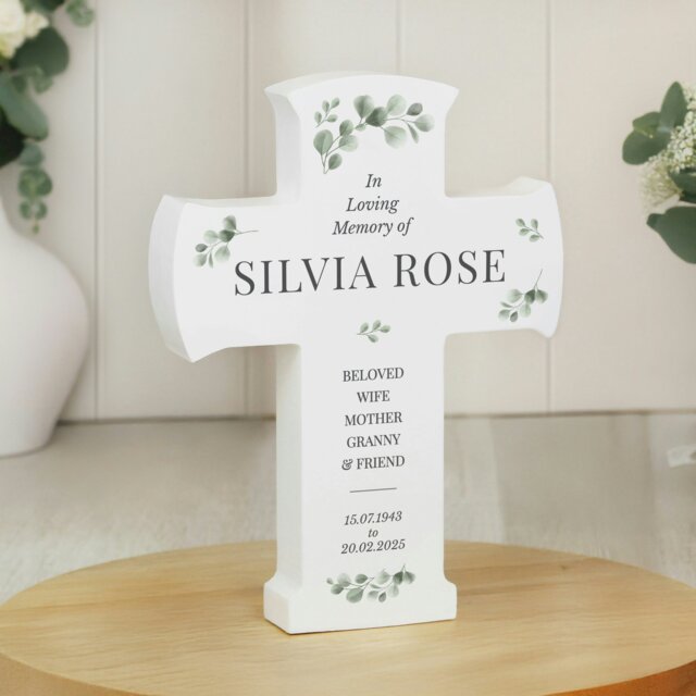 Rackhams Personalised Memorial Cross Wooden Ornament - image 1