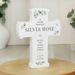 Rackhams Personalised Memorial Cross Wooden Ornament