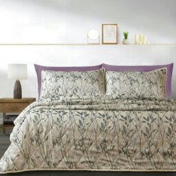 Rackhams Wilder Luxury Jacquard Floral Quilted Bedspread Set - Lilac - Double