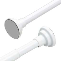 Rackhams Extendable Telescopic Shower Curtain Rail Pole 74-257cm Diameter 25mm - White - Metal - thumbnail 4
