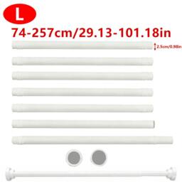 Rackhams Extendable Telescopic Shower Curtain Rail Pole 74-257cm Diameter 25mm - White - Metal - thumbnail 3