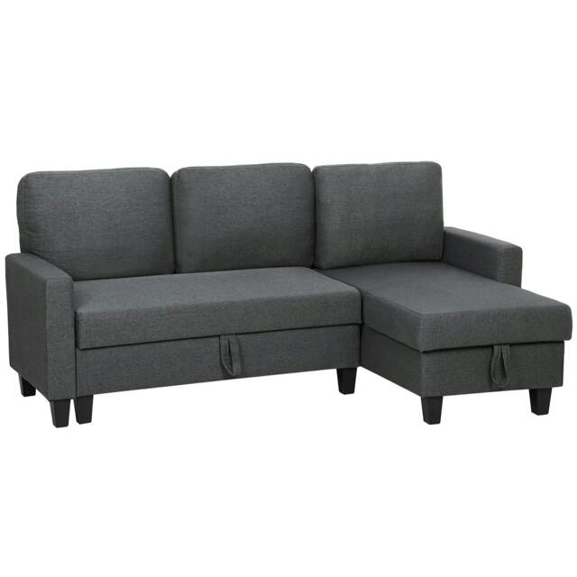 Rackhams Three-Seater Storage Sofa Bed - Charcoal Grey