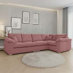 Rackhams Delta Full Jumbo Cord 5 Seater L Shaped Corner Sofa - Pink - Right Hand Facing