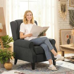 Rackhams Recliner Armchair, Fabric Recliner Chair, Charcoal Grey - Charcoal grey - thumbnail 1
