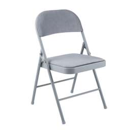 Rackhams Premium Metal Velvet Folding Chair - (6 x Chairs - Grey) - thumbnail 1
