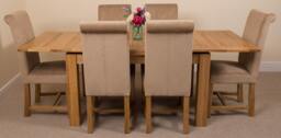 Rackhams Richmond Medium Oak Extendable Dining Table with Washington Fabric Chairs - 8 chairs - Grey - thumbnail 5