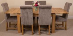 Rackhams Richmond Medium Oak Extendable Dining Table with Washington Fabric Chairs - 8 chairs - Grey - thumbnail 3