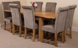 Rackhams Richmond Medium Oak Extendable Dining Table with Washington Fabric Chairs - 8 chairs - Grey - thumbnail 1