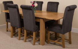 Rackhams Richmond Medium Oak Extendable Dining Table with Washington Fabric Chairs - 8 chairs - Grey - thumbnail 6