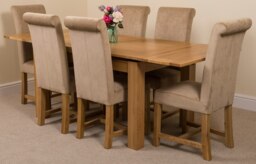 Rackhams Richmond Medium Oak Extendable Dining Table with Washington Fabric Chairs - 8 chairs - Grey - thumbnail 4