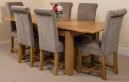 Rackhams Richmond Medium Oak Extendable Dining Table with Washington Fabric Chairs - 8 chairs - Grey - thumbnail 2