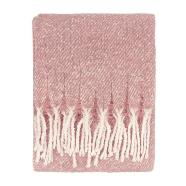 Rackhams Isla Woven Tassel Throw - Pink/Heather - 130cm x 180cm - Pink/Heather - 100% Polyester - image 1