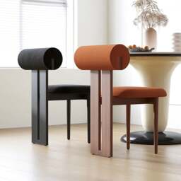 Rackhams Maisie Dining Chair, Velvet or Boucle - Orange Brown - Velvet - thumbnail 3