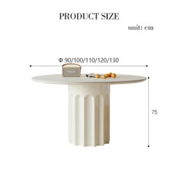 Rackhams Heman Round Dining Table, White & Cream - ⌀110cm - thumbnail 6