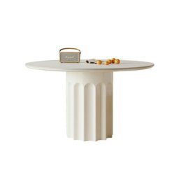 Rackhams Heman Round Dining Table, White & Cream - ⌀110cm - thumbnail 5