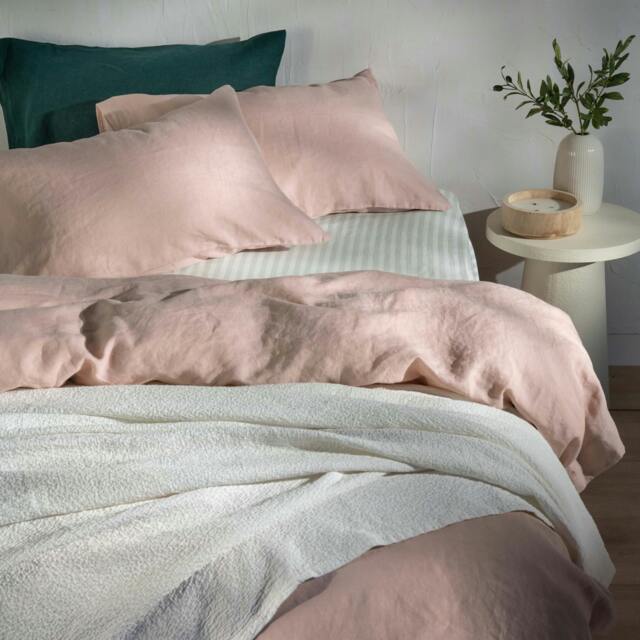 Rackhams Soft Pink French Linen Duvet Cover - Double - image 1