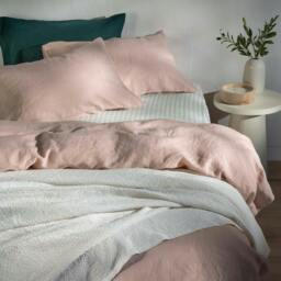 Rackhams Soft Pink French Linen Duvet Cover - Double - thumbnail 1