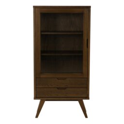 Rackhams A-Line Display Cabinet with 2 Drawers and 2 Shelves in Smoked Oak - 1 - Full Assembly Required - Smoked Oak - thumbnail 2