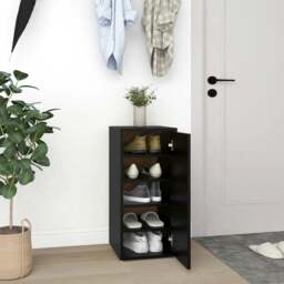 Rackhams Shoe Cabinet Black 32x35x70 cm Engineered Wood - Engineered wood - Black