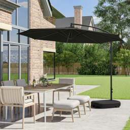 Rackhams 3M Sun Parasol Black Hanging Banana Umbrella - Cross base - thumbnail 3