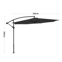 Rackhams 3M Sun Parasol Black Hanging Banana Umbrella - Cross base - thumbnail 6