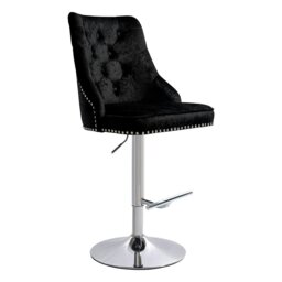 Rackhams Livingandhome Black Adjustable Bar Stool with Floral Velvet Upholstery - thumbnail 5