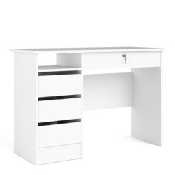 Rackhams Function Plus Desk (3+1) Handle Free Drawer in White - White - 48.5 - 75.6