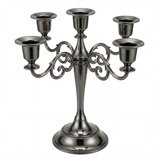 Rackhams Candle Holder Set Candlestick Stand Light Holder Table Modern Decorative - 5 Arms-Black - image 1