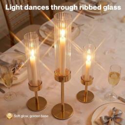 Rackhams Candle Holder Set Candlestick Stand Light Holder Table Modern Decorative - 5 Arms-Black - thumbnail 6