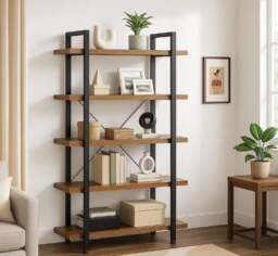 Rackhams 5 Tier Bookcase - Large Ladder Shelf - thumbnail 1