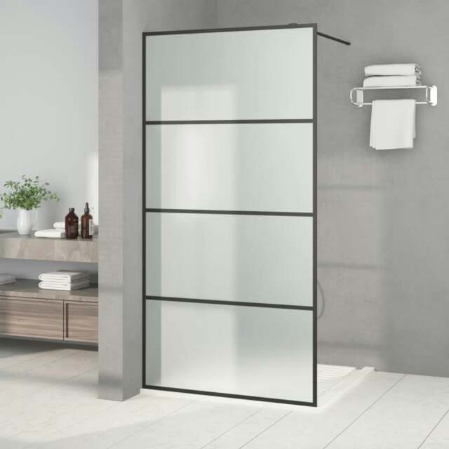 Rackhams Walk-in Shower Wall Black 100x195 cm Frosted ESG Glass