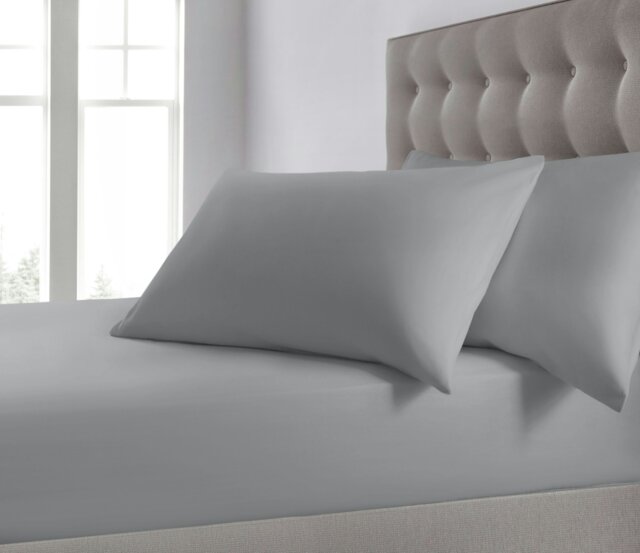 Rackhams Plain Dyed Cotton Blend Fitted Sheet - Grey - Double - image 1