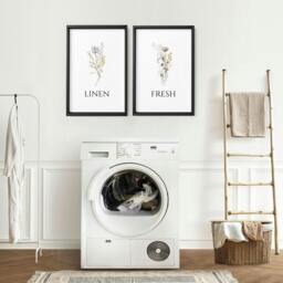 Rackhams Laundry Room Decor Ideas - Set of 2 wall art prints - A2 16.54 x 23.39 in / 42 x 59.4 cm - Matte Museum Quality Art Paper 290 gsm - Oak Frame - thumbnail 1